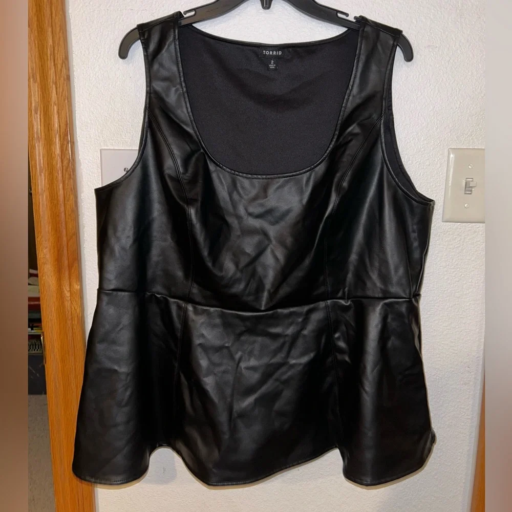 Torrid Faux Leather Peplum Top - Picture 2 of 4